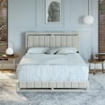thumbnail image 1 of Boyd Sleep Senata Off White Linen Queen Size Fully Upholstered Platform Bed Frame with Adjustable Headboard, 1 of 13