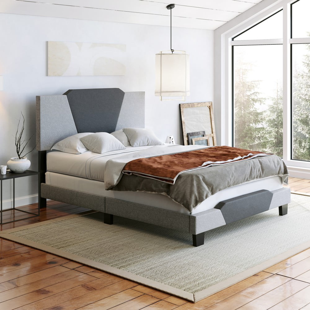 Boyd Sleep Tuscany Gray Linen Full Size Fully Upholstered Platform Bed Frame with Adjustable Headboard, Qualified Box Spring or Foundation Required for Use