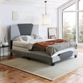 thumbnail image 1 of Boyd Sleep Tuscany Gray Linen Queen Size Fully Upholstered Platform Bed Frame with Adjustable Headboard, Qualified Box Spring or Foundation Required for Use, 1 of 12