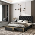thumbnail image 1 of Boyd Sleep Verona Faux Leather Upholstered Tufted Platform Storage Bed Frame, Queen, Black, 1 of 11