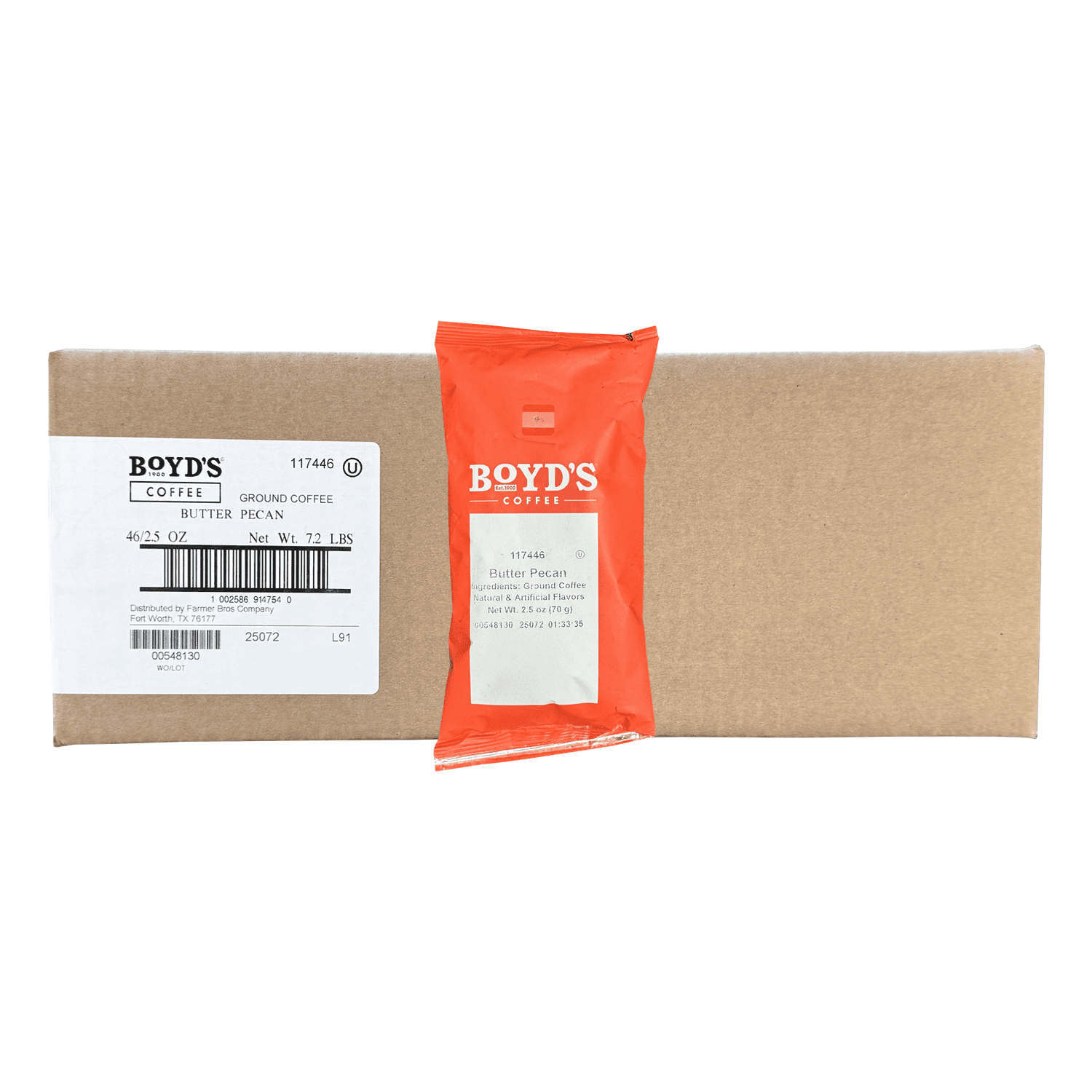 Boyd's Butter Pecan Ground Coffee, 46/2.5oz Pre-Portioned Packets