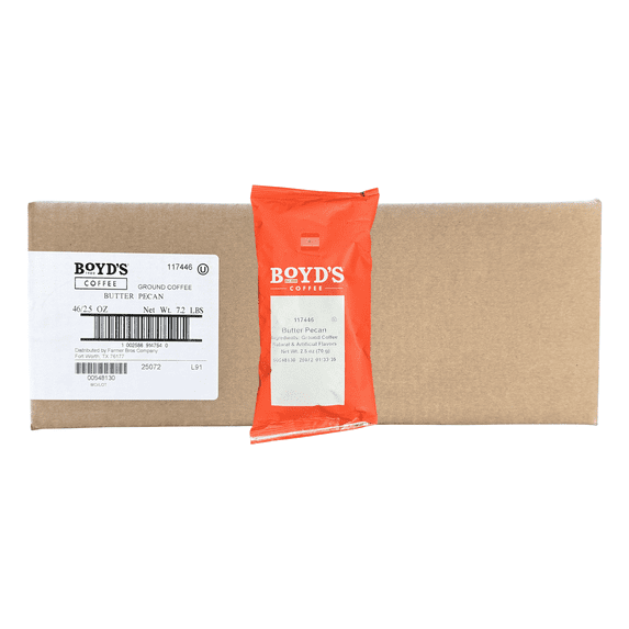 Boyd's Butter Pecan Ground Coffee, 46/2.5oz Pre-Portioned Packets