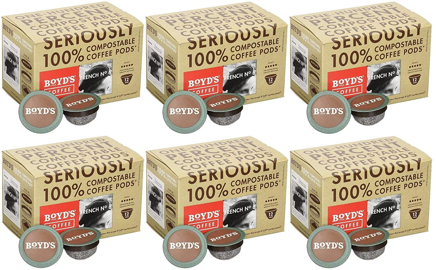 Boyd's Coffee French No. 6 Coffee - Dark Roast - Single Cup (72 Count)