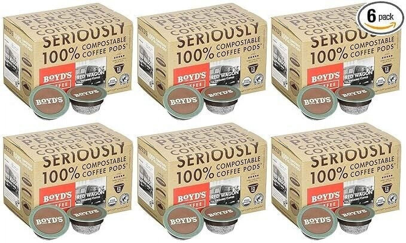 Boyd's Coffee Organic Red Wagon Coffee - Dark Roast - Single serve pods (72 ct)