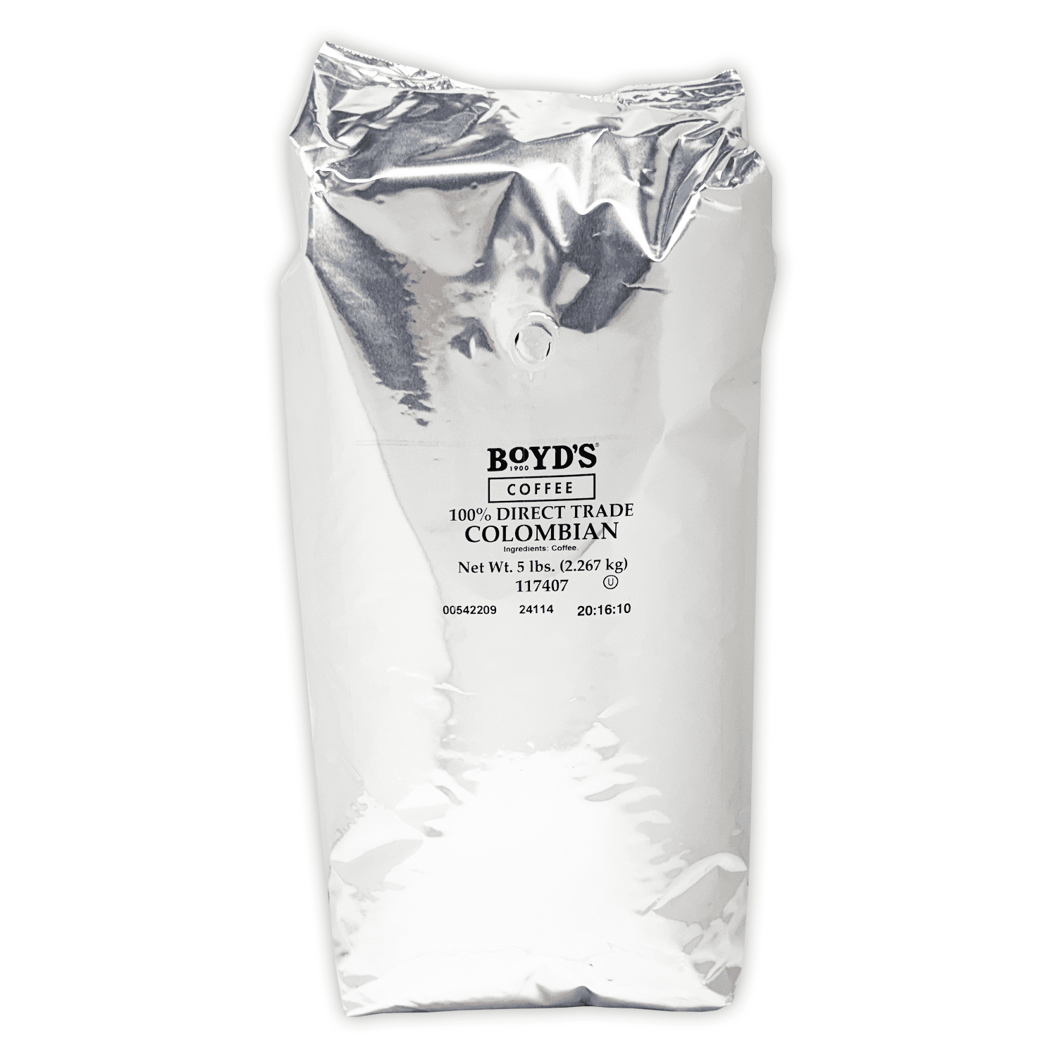 Boyd's Direct Trade 100% Colombian Whole Bean Coffee, Light Roast, 5lb Bag Smooth, Bright, & Sweet Acidity