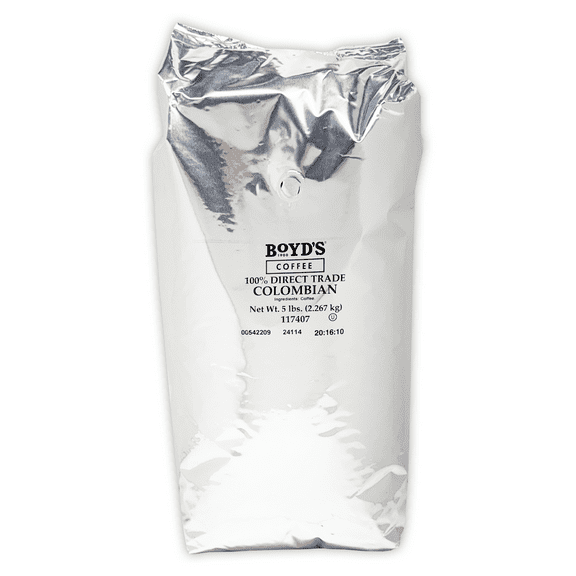 Boyd's Direct Trade 100% Colombian Whole Bean Coffee, Light Roast, 5lb Bag  Smooth, Bright, & Sweet Acidity