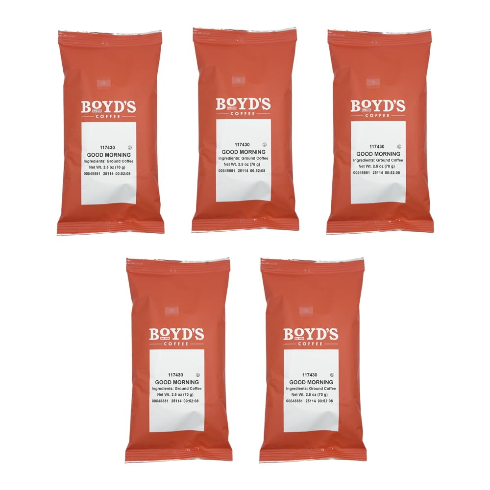Boyd's Good Morning Ground Coffee, Medium Roast, 5 Pack – 2.5 oz Portions