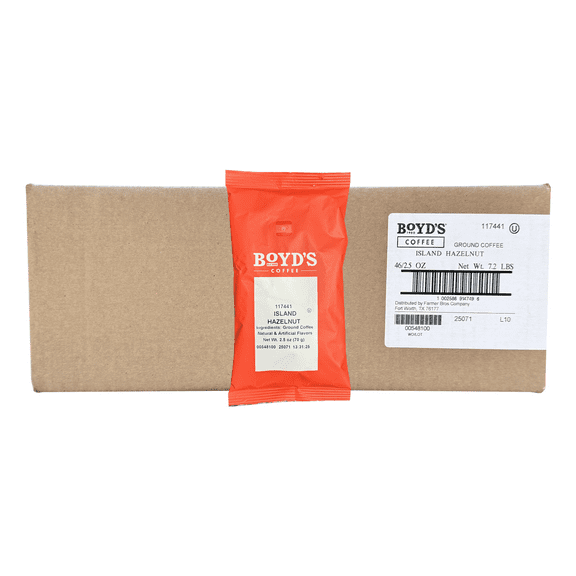 Boyd's Island Hazelnut Ground Coffee, 46/2.5oz Pre-Portioned Packets