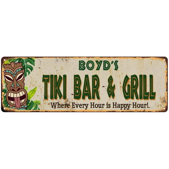 Boyd's TIKI BAR & GRILL Gift Metal Sign 6x18 Decor 206180040049
