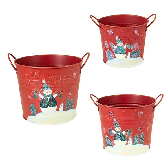 Boyds Bears Plush 7.25In Bells Snowman Buckets S/3, Aluminized Steel, Snowman Winter Display 650773