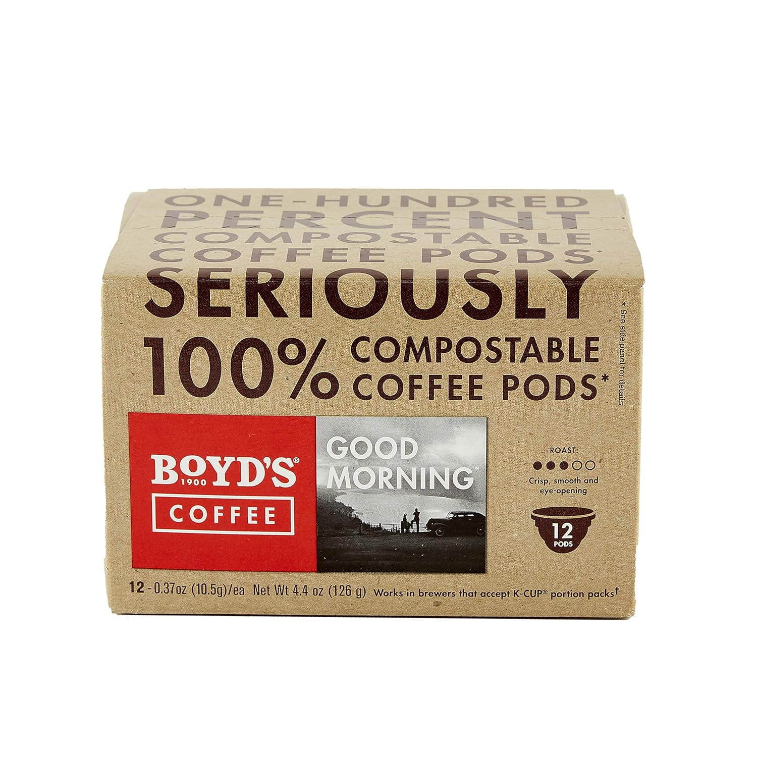 Boyd's Good Morning Coffee - Medium Roast - Single Cup, 0.37 Oz (Pack of 12)