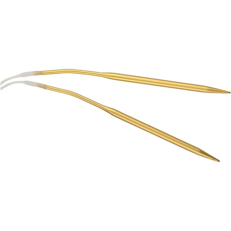 Boye 29 in Gold, Anodized Aluminum, Circular Knitting Needle US Size 8 With Cable, 1 Each