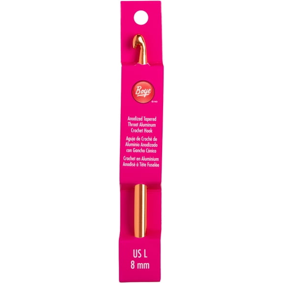 Boye Aluminum Crochet Hook, 6 inch, Size L 11/8mm, Gold
