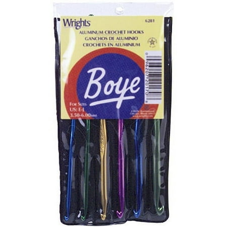 Boye Aluminum Crochet Hook Set, Sizes E,F,G,H,I & J