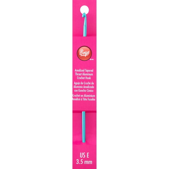 Boye Crochet Hook 6" Aluminum Size E Blue