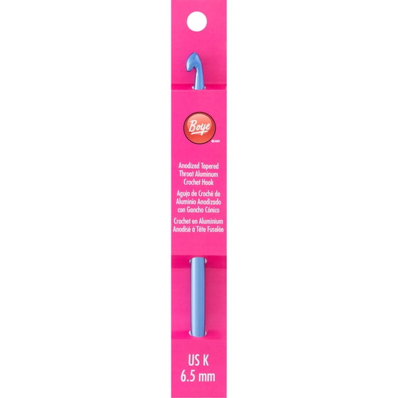 Boye Crochet Hook 6" Aluminum Size K Blue