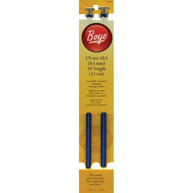 Boye Single Point Aluminum Knitting Needles 10 inch Size 10/6mm
