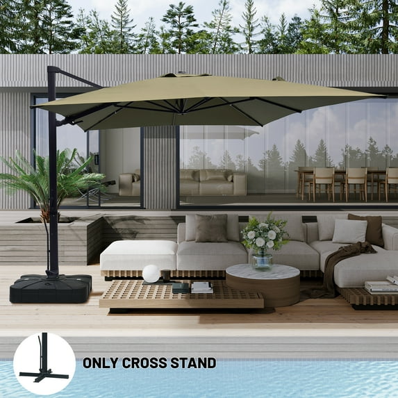 Boyel Living 10×10 FT Square Cantilever Patio Umbrella Offset Market Umbrella Outdoor Cantilever Hanging Umbrella, Taupe(Without Base)