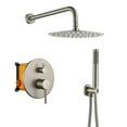 thumbnail image 1 of Boyel Living 10 in Shower System Wall Mount Rainfall Shower Head with Handheld Shower,2-function Bathroom Round Shower Set Dual Shower Heads,Shower Faucet Set in Brushed Nickle, 1 of 9