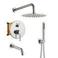 thumbnail image 1 of Boyel Living 10 in Shower System Wall Mount Rainfall Shower Head with Handheld Shower and Bathtub Tub Spout,3-function Bathroom Round Shower Combo Set Tub Faucet,Shower Faucet Set in Chrome, 1 of 10