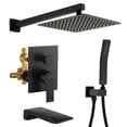 thumbnail image 1 of Boyel Living 10 in Wall Mount Shower System Rainfall Shower Head with Waterfall Tub Spout and Handheld Shower Head,3-Function Bathroom Square Shower Head Tub Faucet Shower Set in Matte Black, 1 of 10