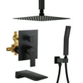 thumbnail image 1 of Boyel Living 10 in. Ceiling Mount Handheld Shower Luxury Shower System Single-Handle 1-Spray Tub and Shower Faucet with Fixed Shower Head in Matte Black (Valve Included), 1 of 9