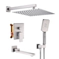 thumbnail image 1 of Boyel Living 10 in Shower System Wall Mount 3-Functions Square Shower Faucet Set with Handheld Spray,Brushed Nickel, 1 of 10