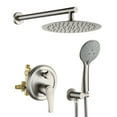 thumbnail image 1 of Boyel Living 10 in. Shower System Wall Mount Rain Dual Shower Heads for Bathroom Handheld 2.3 GPM Rainfall Shower Faucet Set 5-Spray Patterns with Hand Shower in Brushed Nickel, 1 of 7