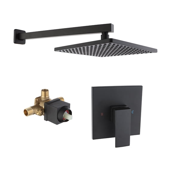 Boyel Living 10 inch Rain Shower System Single Function Wall Mount Square Shower Head,Matte Black