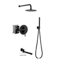 thumbnail image 1 of Boyel Living 10 inch Round Rain Shower Faucet Wall Mount 3-Function Shower System with Handheld Shower Matte Black, 1 of 10