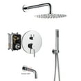 thumbnail image 1 of Boyel Living 10 inch Round Rain Shower Faucet Wall Mount Shower 3 Function Handheld Shower Head Combo Set,Chrome, 1 of 10