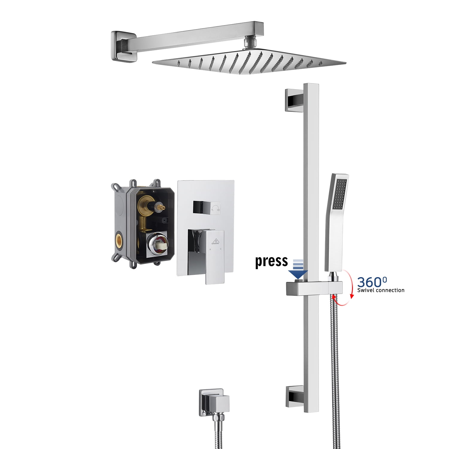 Chrome Adjustable Dual Shower System with Handheld and Rain Shower Heads