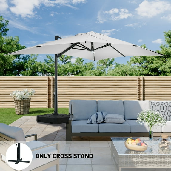 Boyel Living 10 x 13 FT Patio Offset Cantilever Umbrella w/ Bluetooth Audio Ambient Light, Outdoor Umbrella for Garden Deck Backyard Pool, Gray(Without Base)