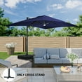 thumbnail image 1 of Boyel Living 10 x 13 FT Patio Offset Cantilever Umbrella w/ Bluetooth Audio Ambient Light, Outdoor Umbrella for Garden Deck Backyard Pool, Navy Blue(Without Base), 1 of 8