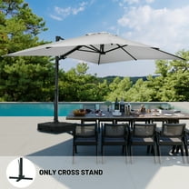 Boyel Living 10 x 13 FT Patio Offset Umbrella Outdoor Sun Umbrella Cantilever Umbrella with LED, Gray(Without Base)