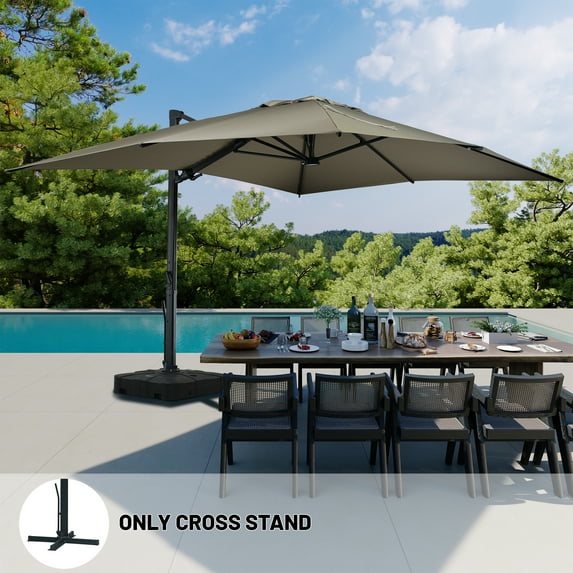 Boyel Living 10 x 13 FT Patio Offset Umbrella Outdoor Sun Umbrella Cantilever Umbrella with LED, Taupe(Without Base)