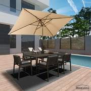 Boyel Living 10 x 6.5ft Rectangular Patio Umbrellas LED Light Market Umbrella for Garden, Courtyard, Pool, Lawn (Sand)