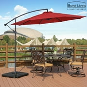 Boyel Living 10Ft Patio Offset Umbrella Cantilever Umbrella Market Hanging Offset Umbrella for Patio Outdoor, Red