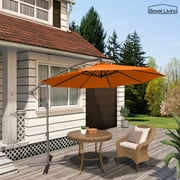 Boyel Living 10ft Patio Solar Umbrella Patio Market Steel Tilt w/ Crank Outdoor, Orange (Without base)