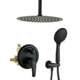 thumbnail image 1 of Boyel Living 12 in. Shower Head with Handheld Shower Head 5-Spray Patterns Ceiling Mount Dual Shower Heads 2.35 GPM Shower System Faucet Set with Valve Included in Matte Black, 1 of 10