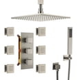 thumbnail image 1 of Boyel Living 12 inch Ceiling Mount Shower Head LED Light 3 Function Thermostatic Shower System with 6 Body Jets ,Brushed Nickel, 1 of 8