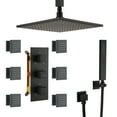 thumbnail image 1 of Boyel Living 12 inch Ceiling Mount Shower Head LED Light 3 Function Thermostatic Shower System with 6 Body Jets ,Matte Black, 1 of 8