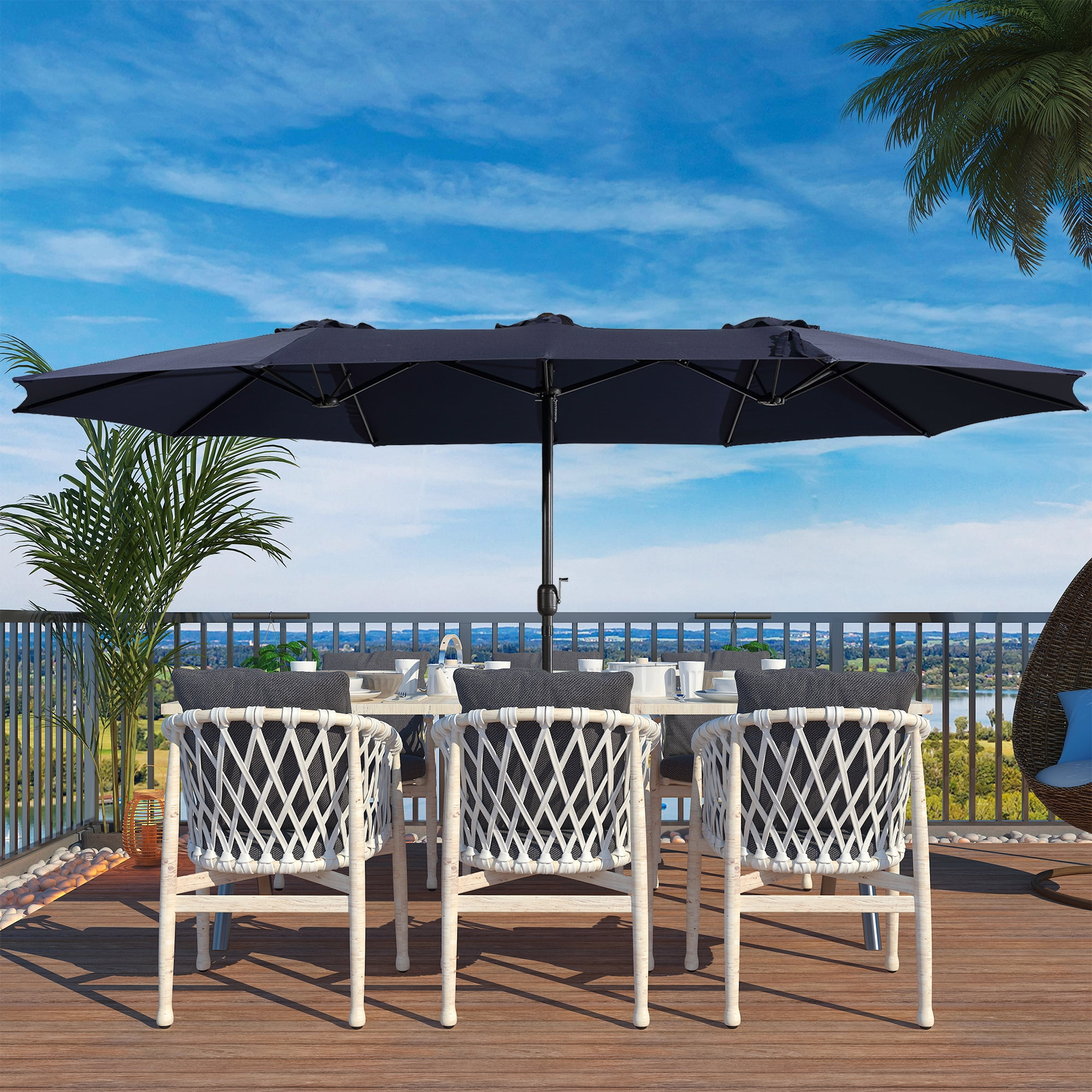 Boyel Living 15ft DoubleSided Patio Market Umbrella with iron Base