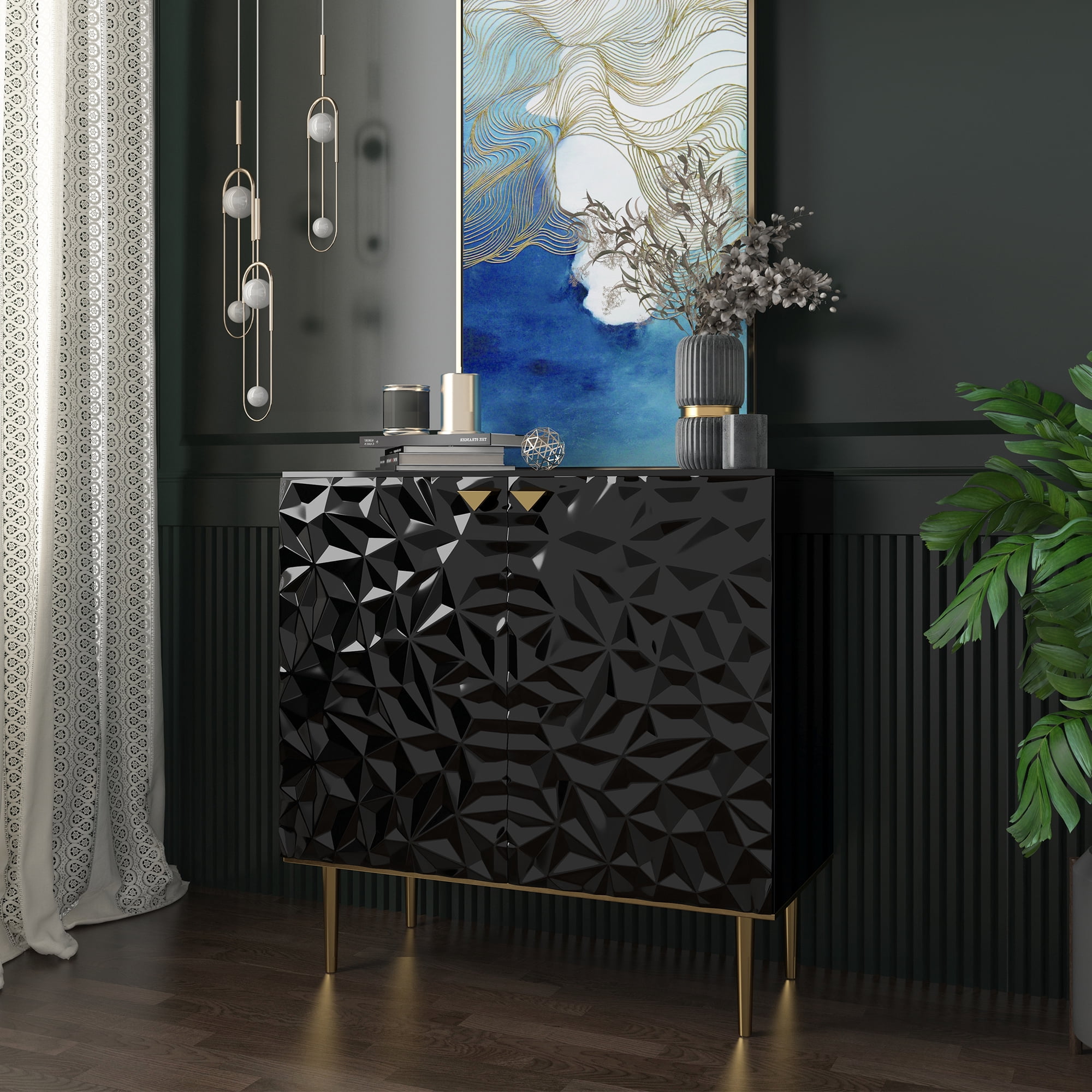 Boyel Living 2-Door Accent Sideboard Storage Cabinet, Black Modern ...