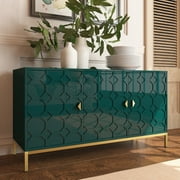 Boyel Living 3-Door Sideboard Buffet Cabinet, Accent Storage Cabinet with Adjustable Shelves, Credenzas Buffet Cabinet for Entryway Living Room,Green