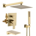 thumbnail image 1 of Boyel Living 3-Function Shower System with Waterfall Tub Spout and Handheld shower Brushed Gold 10 in Square Wall Mount Shower head with Pre-embedded Valve, 1 of 6