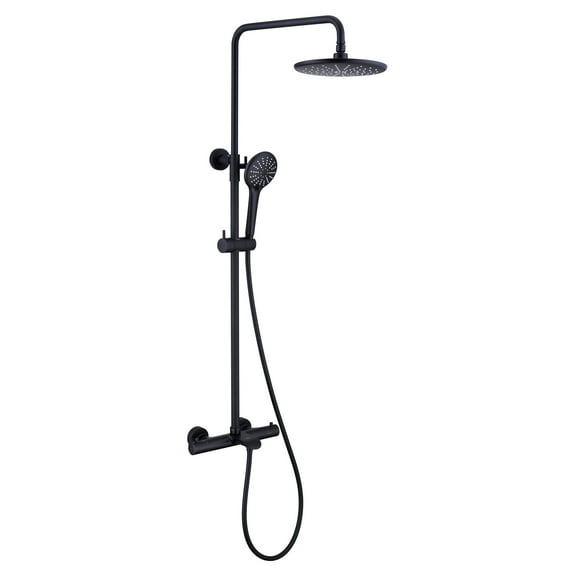 Boyel Living 3-Way Thermostatic Rain Shower Faucet with Handheld Shower Wall Exposed Install,Matte Black