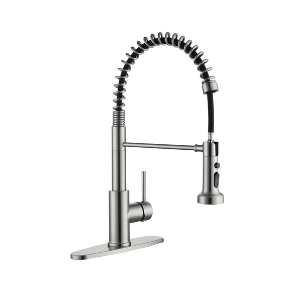 Boyel Living 3-function Kitchen Faucet Under The Pull Down Spout,Single Handle Kitchen Sink Faucets with Base Plate Suit to 1 or 3 Holes Brushed Nickel