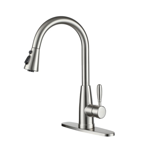 Boyel Living 3-function Kitchen Sink Faucets,Single Handle Pull-down Spout Kitchen Faucet with Base Plate Suit to 1 or 3 Holes Brushed Nickel