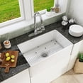 thumbnail image 1 of Boyel Living 30"×18" Kitchen Sink Fine Fireclay Apron Front Sink Workstation Single Bowl Sink with Bottom Grid and Strainer Basket (White), 1 of 11